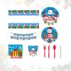 Christmas 10-piece set   Set Party Supplies Snowman Disposable Tableware Paper Plates and Napkins Banners Plastic tablecloths Cutlery Serves 60 for Me