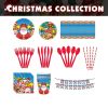 Christmas 10-piece set  Set Party Supplies Snowman Disposable Tableware Paper Plates and Napkins Banners Plastic tablecloths Cutlery Serves 50 for Mer