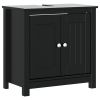 3 Piece Bathroom Furniture Set BERG Black Solid Wood Pine