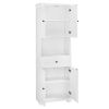 Tall Bathroom Cabinet with Four Doors, Large Storage Space Open Shelve, Upper Storage Cabinet, White