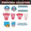 Christmas 10-piece set   Set Party Supplies Snowman Disposable Tableware Paper Plates and Napkins Banners Plastic tablecloths Cutlery Serves 60 for Me
