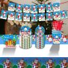 Christmas 10-piece set   Set Party Supplies Snowman Disposable Tableware Paper Plates and Napkins Banners Plastic tablecloths Cutlery Serves 60 for Me