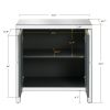 Storage Cabinet with Mirror Trim and M Shape Design Spliced Combination For Living Room, Dining Room, Entryway, Kitchen