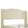 3 Pieces Bedroom Set with Queen Size PU Leather Upholstered Platform Bed and Elegant PU Nightstand with 2 Drawers , Beige
