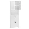 Tall Bathroom Cabinet with Four Doors, Large Storage Space Open Shelve, Upper Storage Cabinet, White