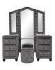 Sophia Queen 5 Pc Vanity Upholstery Bedroom Set Made With Wood in Gray