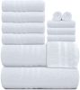 12 Piece Bath Towel Set for Bathroom 2 Bath Towels 4 Hand Towels 6 Washcloths 100% Cotton Soft and Plush Highly Absorbent Soft Towel for Hotel & Spa W