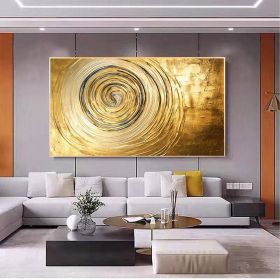 Hand Painted Oil Painting Original Gold Texture Oil Painting on Canvas Large Wall Art Abstract Minimalist Painting Golden Decor Custom Painting Living (Style: 1, size: 50x100CM)