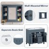 36'' Bathroom Vanity with Top Sink, Grey Mirror Cabinet, Modern Bathroom Storage Cabinet with 2 Soft Closing Doors and 2 Drawers