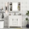 36'' Bathroom Vanity with Top Sink, Grey Mirror Cabinet, Modern Bathroom Storage Cabinet with 2 Soft Closing Doors and 2 Drawers