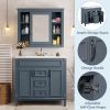 36'' Bathroom Vanity with Top Sink, Grey Mirror Cabinet, Modern Bathroom Storage Cabinet with 2 Soft Closing Doors and 2 Drawers