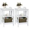 Set of 2 Multifunctional 3-Tier Nightstand Sofa Side Table with Reinforced Bars and Stable Structure