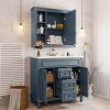 36'' Bathroom Vanity with Top Sink, Grey Mirror Cabinet, Modern Bathroom Storage Cabinet with 2 Soft Closing Doors and 2 Drawers