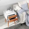 Mid-Century Wooden Multipurpose End Table with 2 Storage Drawers