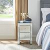 Mirrored Nightstand End Tables with 2/3/4-Drawer;  Silver Modern Beside Table;  Mirror Accent Side Table for Bedroom;  Living Room